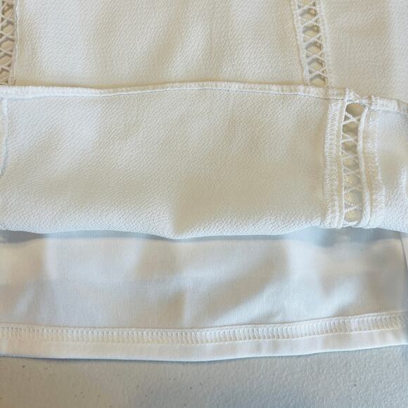 Lulus White Knit Lace Bodice Minimalist Summer Cap Sleeve Shift Dress M - Picture 5 of 10